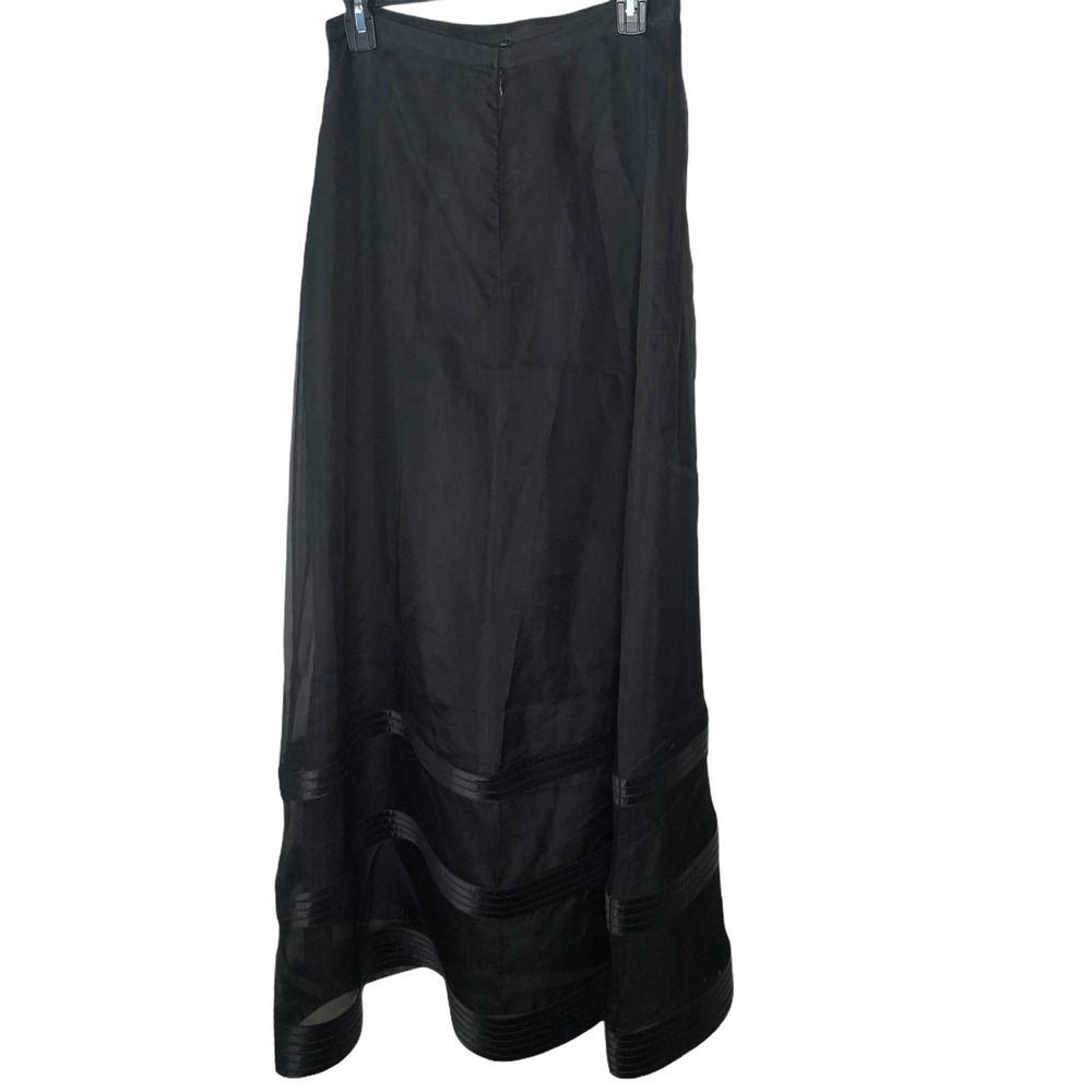 Tadashi Shoji Size 10 Black Long Dress 100% Silk Skirt